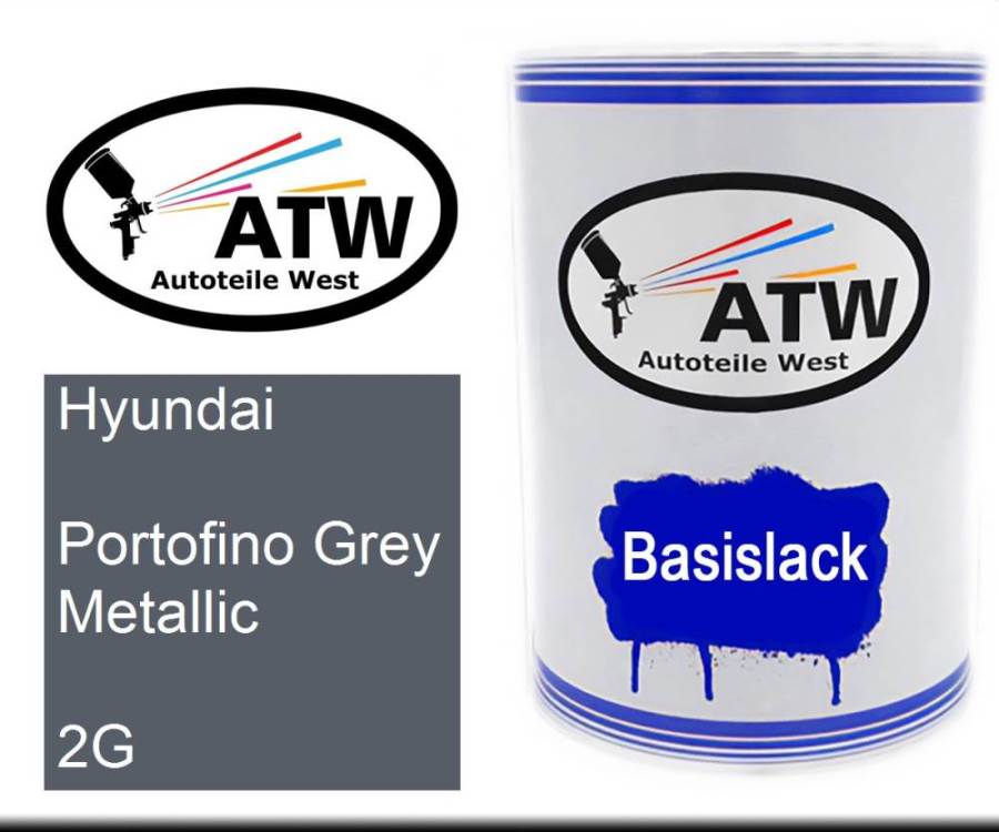 Hyundai, Portofino Grey Metallic, 2G: 500ml Lackdose, von ATW Autoteile West.